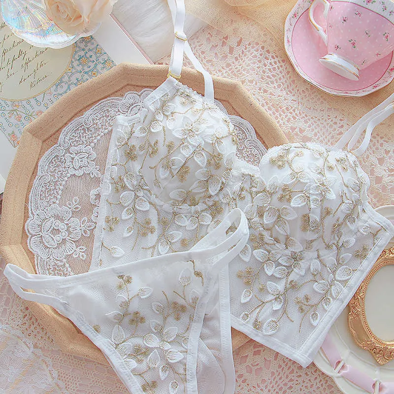 Star Flower Lace Bands Matching Bralette and Panty Match Set