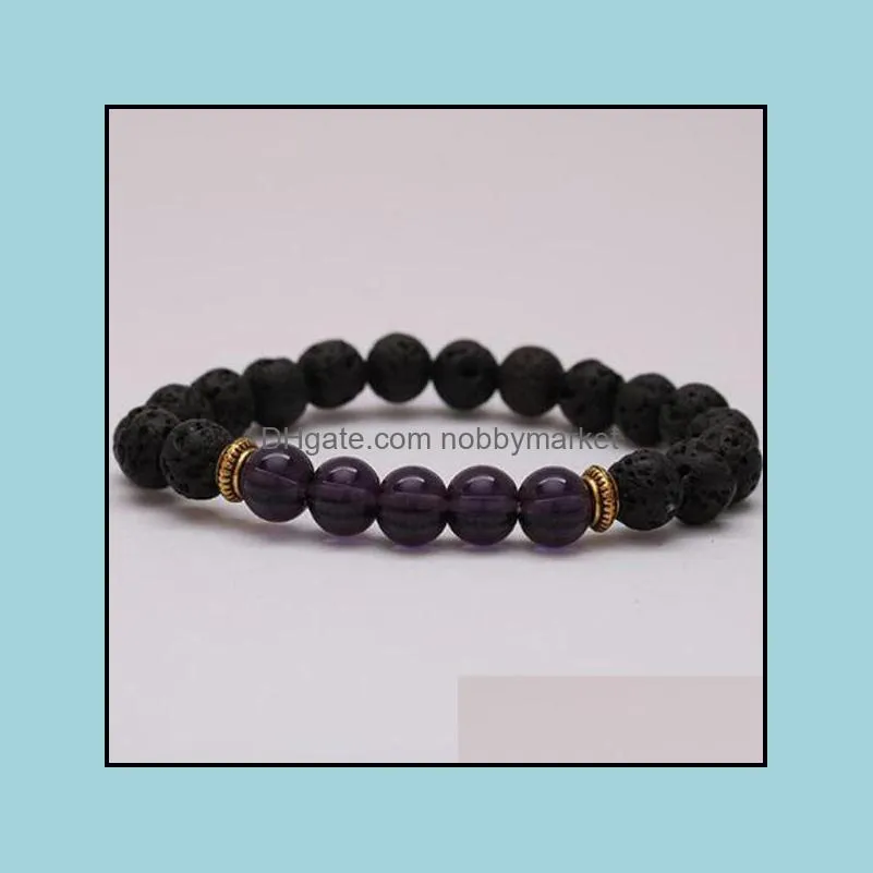 7 Chakra Bracelet Man Black Matte Lava Healing Balance Beads Reiki Buddha Prayer Natural Stone Yoga Bracelet For Women