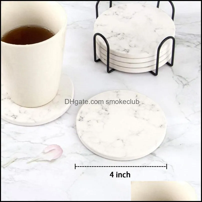 Mats & Pads 6 Pcs Cup Coffee Portable Home Accessories Housewear Furnishings Emulation Drink Marbling Mat
