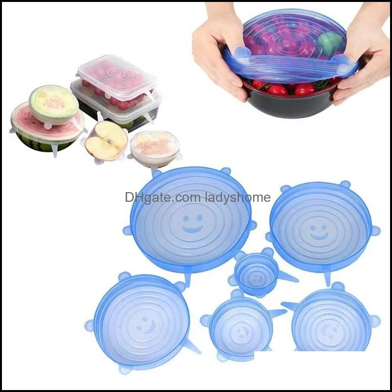 6PCS/Set Universal Silicone Suction Lid-bowl Pan Cooking Pot Lid-silicon Stretch Lids Silicone Fruit Cover Pan Spill Lid Stopper