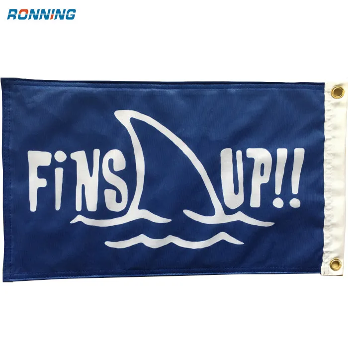 FINS UP Boat Flags 12x18 Double Sided, 3 Layers Custom Printing 30x45cm  Polyester Navy Fabric Outdoor Advertising From Ronning, $2.01