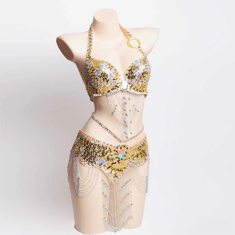 Sexy Womens Night Dance Costume Set With Belly Dancing Belt, Crystal Chain  Top, And BRA Belt WY7107 From Whatless, $75.25