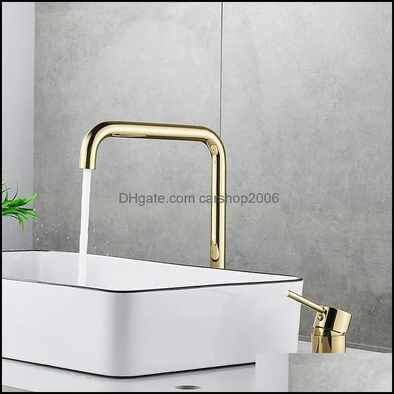 Bathroom Sink Faucets Basin Faucet Super Long Pipe Two Holes Rose Gold/Black Tap 360 Rotating Widespread Black Tap1