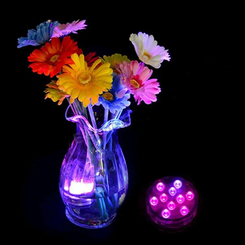 Party Decoration Remote Controlled 10 LED Submersible RGB Waterproof Light Battery Operated Wedding Xmas Vase Ornament