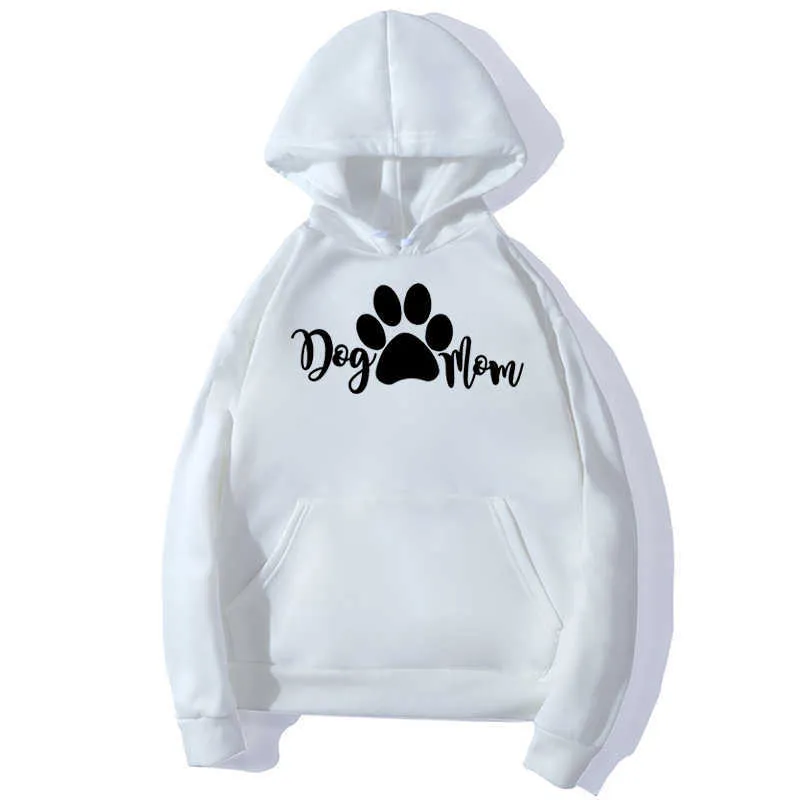 Cachorro Mamãe Carta Impresso Oversize Bonito Hoodies Moletom Camisola Mulheres Pulôver Feminino Outono Tracksuit Hoody Black Streetwear Tops Y0820