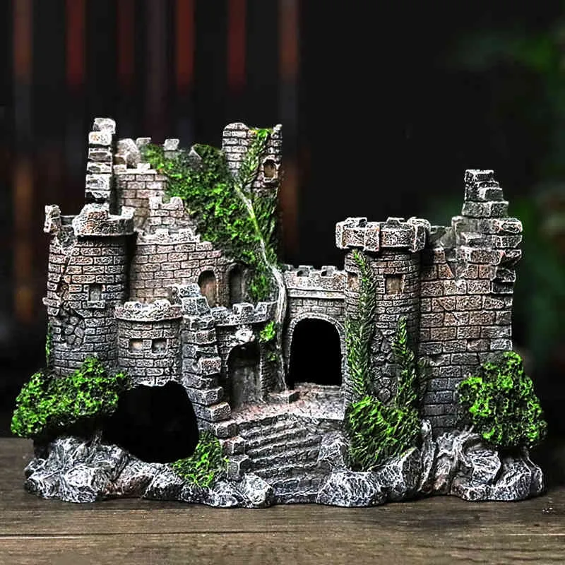 Decoration Big Castle Resin Play Material Supplies For Fish Tank