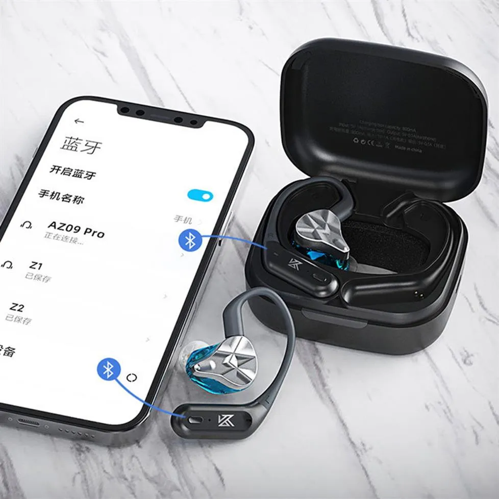 KZ AZ09PRO Bluetooth Headset Öronkrok hörlurar 5.2 Trådlös QualyComm Bluetooth-moduluppgraderingslinje 0.78 / 0.75 Tillämplig A15