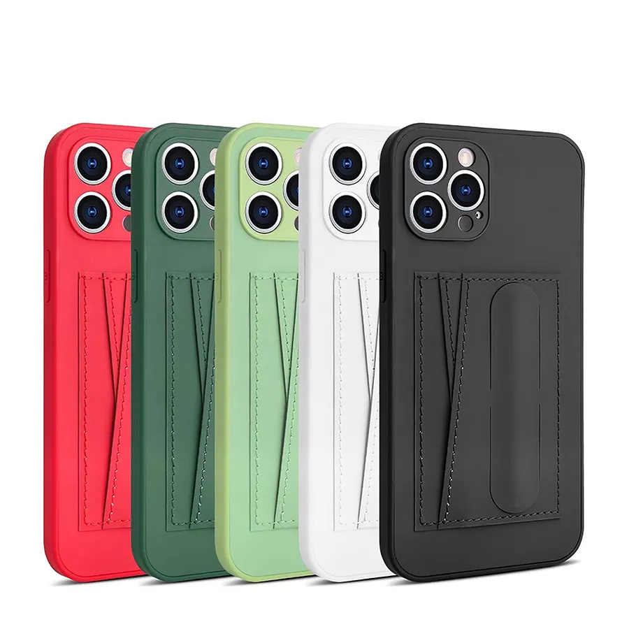 Custodie per telefoni cellulari con slot per schede cavalletto convertibili per iPhone X XR XS 11 Pro Max 12 Mini 13 Cover posteriori antiurto