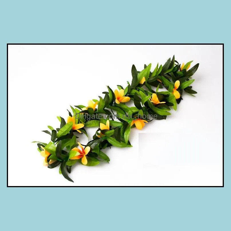 60/70cm[2 feet] Dichroic leaf Wreaths with Jasmine Flowers 12pcs/lot Hawaii style flower wreath For Wedding/House/Party decoration