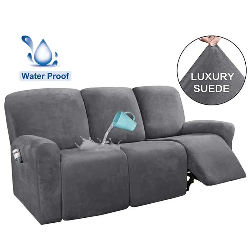Stretch 1-2-3 Seater All-inclusive Elastic Recliner Sofas Cover Non-slip Convertible Reclining Relax Armchair Sofa Cover 211102