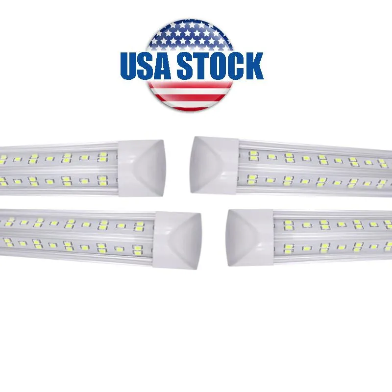 25 / Paket Soğutucu Kapı Entegre 8 FT LED Işık T8 Tüpler V Şekil Soğutucular Kapılar ABD Amerika LED'leri Ampuller 4ft 5ft 6ft Floresan Işıklar AC85-265V ABD Stok