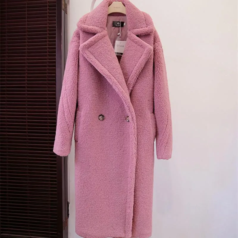 Cappotto da donna in finta pelliccia invernale da donna Giacche e cappotti oversize da donna in lana di agnello da donna Cwf0004-5