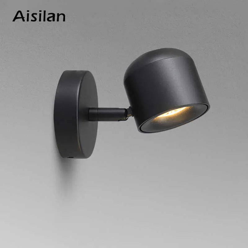 Lâmpada de parede Aisilan estilo moderno luz de parede ajustável preto / branco 7w para quarto de cabeceira espelho corredor de luz corredor AC90-220V 210724
