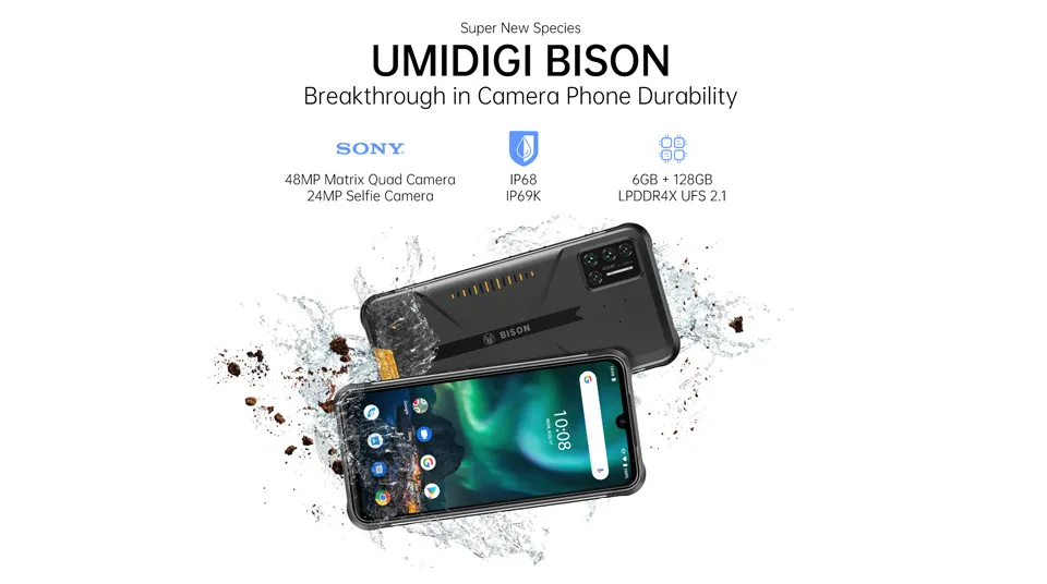 新品・未開封 UMIDIGI「BISON」（RAM:6GB/ROM:128GB） UMIDIGI BISON: 6.3 6GB+128GB Rugged Waterproof Smartphone