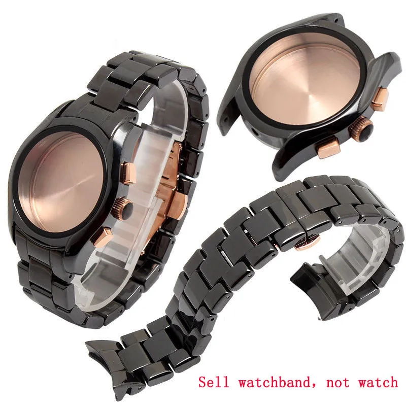 Cerâmica Watchband para 22mm AR1400 AR1410 Homens Assista Pulseira Borboleta Buckle Watchbands Acessórios + Ferramentas
