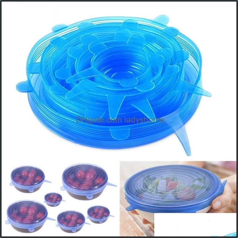 6PCS/Set Universal Silicone Suction Lid-bowl Pan Cooking Pot Lid-silicon Stretch Lids Silicone Fruit Cover Pan Spill Lid Stopper