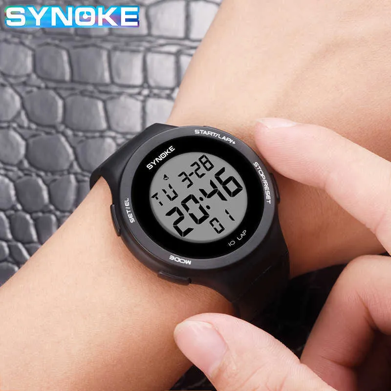 Synoke Luxury Klockor Män Digital Sport Watch Kvinnor Vattentät Tunnelektronik Klocka Back Light Multifunktion Mäns Armbandsur G1022