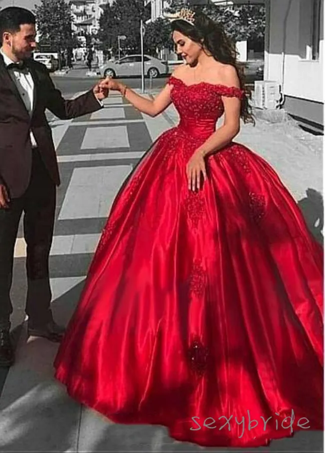 Vestidos De Quinceañera Rojo Oscuro 2023 Fuera Del Hombro Vestido