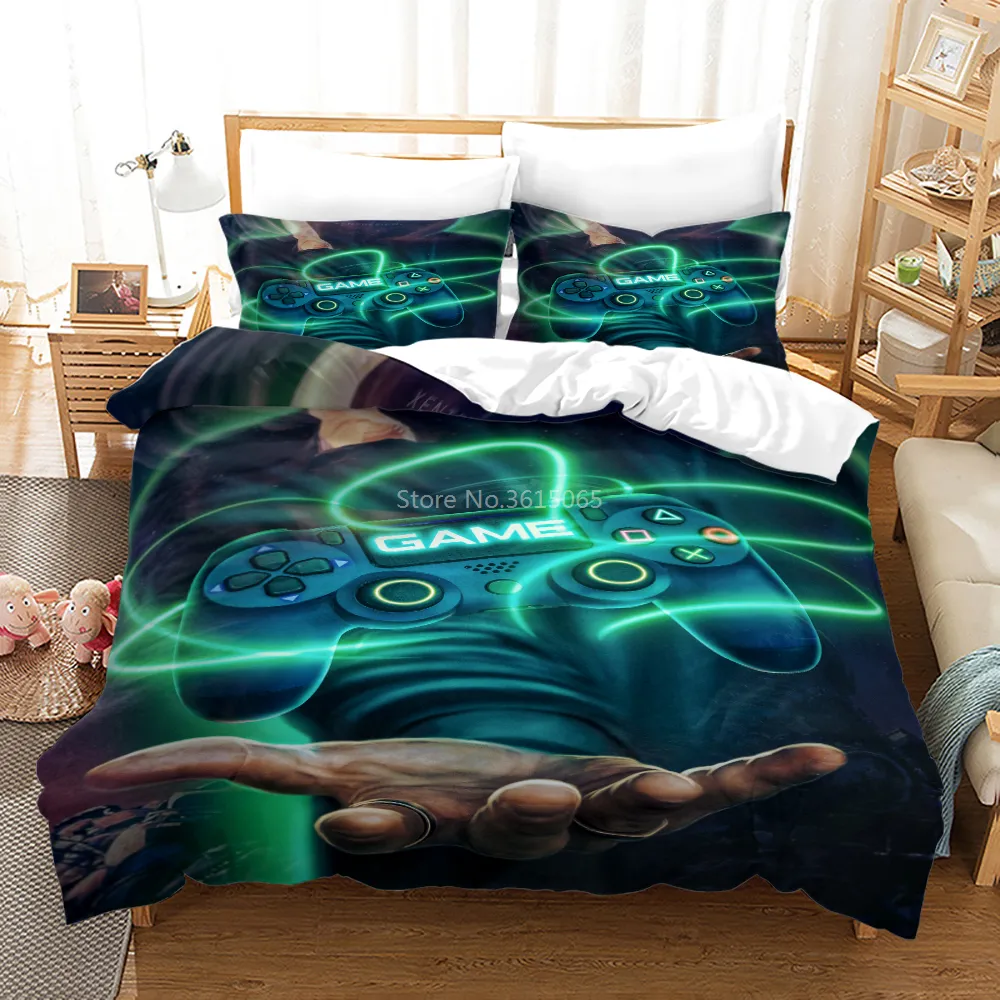 Hot Sale Gamepad Conjunto de cama para meninos Kids Gamer Gamer Set Queen King Moderna Gamer Comforter Cobertura Set Videogame Duvet Cobertura C0223