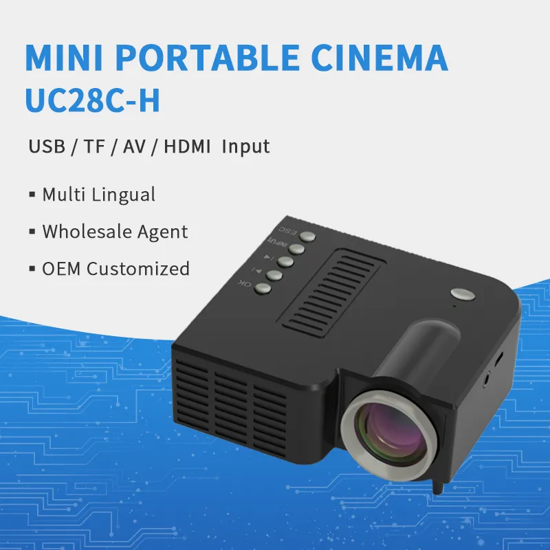 UC28C-H Mini proiettore a LED Piccolo proiettore portatile Supporta il mirroring del cavo 1080P Home Media Video Player Proiettori tascabili per famiglie Beamer