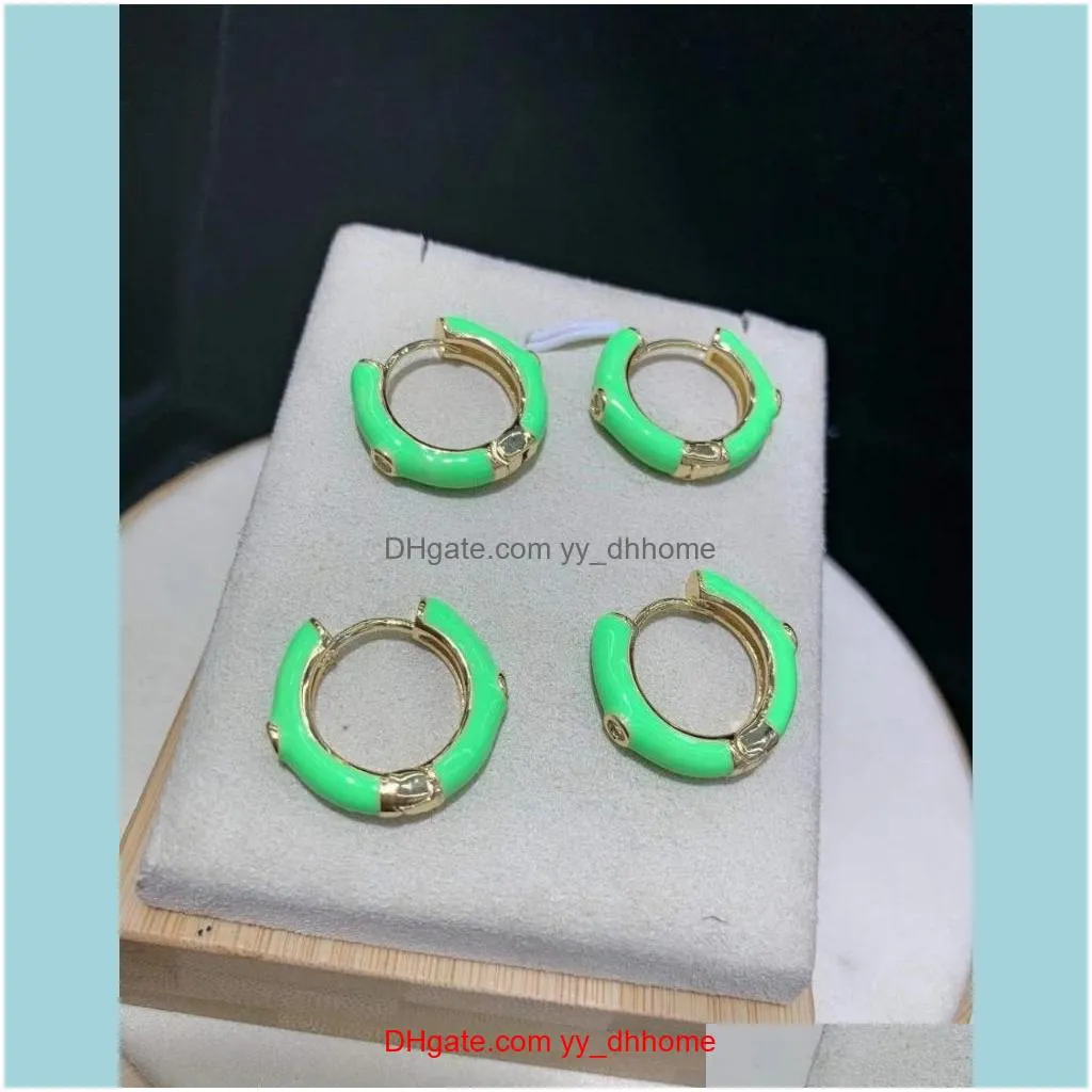 2pairs/lot 24mm High Quality Micro Pave Cz Mix Color Enamel Jewelry Circle Delicate Hoop Earring For Women & Huggie