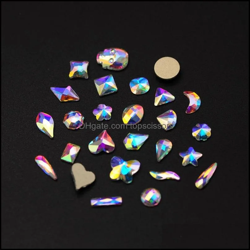 36Pcs 3D Nail Art Decorations Different Shapes AB Colorful Stud Diamond For Nails Crystal Elements Flat Back Rhinestones1