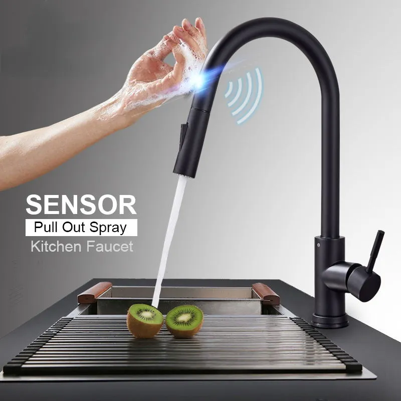 Capteur Cuisine Robinet Smart Touch Touch Sensitant Faucet Sensible Mélangeur Tap Tap Poignée Double Outlet Modes d'eau Torneira de Cozinha