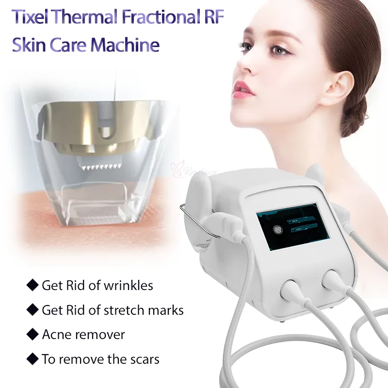 Portatile Tixel Thermal Fractional Machine Acne Cicatrice Rughe Rimozione Smagliature Rimuovi Cura Della Pelle Attrezzature Di Bellezza Con 2 Manipoli