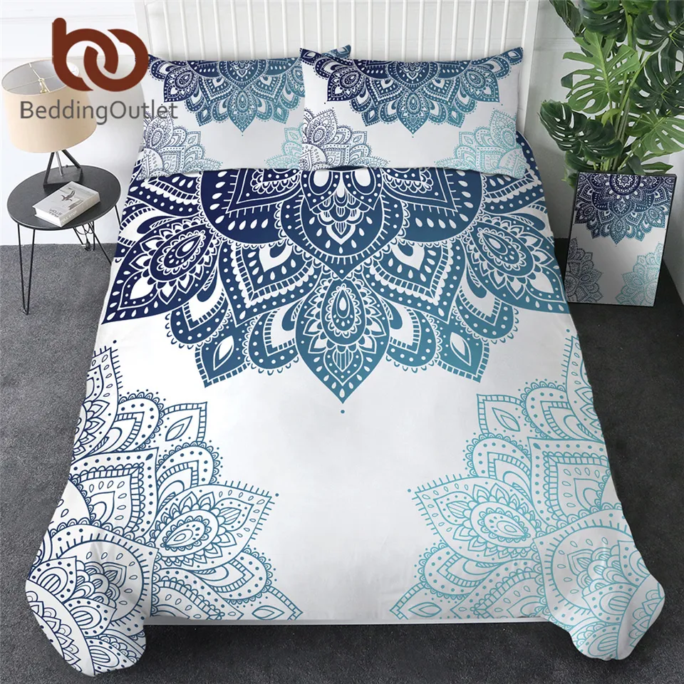 BeddingOutlet Set di biancheria da letto Mandala Twin Copripiumino boemo Copripiumino floreale etnico Set letto caleidoscopio floreale Dropship 210309