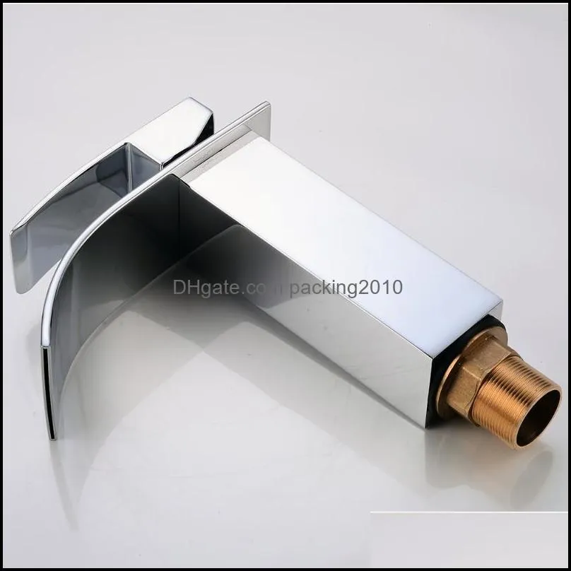 Single Handle Waterfall Spout Chrome Bath Basin Sink Faucet Mixer Tap Bright Silver