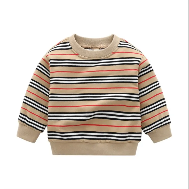 2021 New Baby Boys Striped Sweaters Spring Autumn Boys Knitted Pullover Kids Cotton Sweatshirt Children Loose Casual Sweater