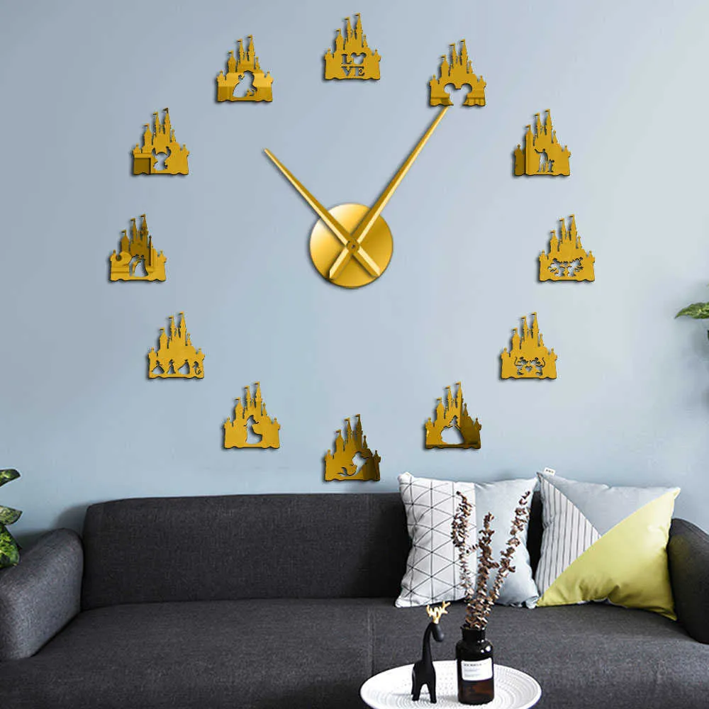 Prenses Kale Ayna Yüzey Sticker DIY Duvar Saati Kız Odası Karikatür Prenses Kale Ayna Yüzey Sticker DIY Duvar Saati Kız Odası Karikatür