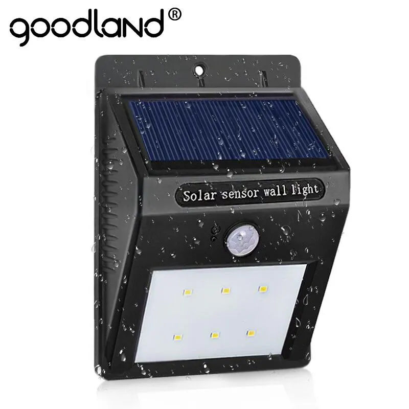 Солнечные лампы Goodland LED лампа Водонепроницаемый PIR Датчик движения Световой силовой сад Наружная АБС