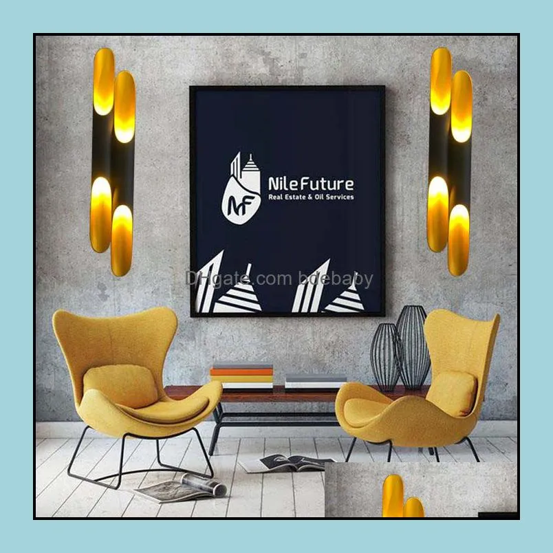 Modern design lamp Delightfull Coltrane Wall Lamp Black Gold Inclined Wall Light up down aluminum pipe lights