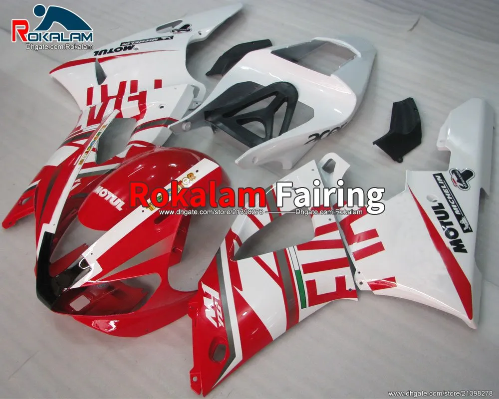 Body Works For Yamaha YZF R1 YZF-R1 2000 2001 YZF1000R1 YZF 1000 R1 00 01 Red White Motorcycle Fairing Cowling (Injection Molding)