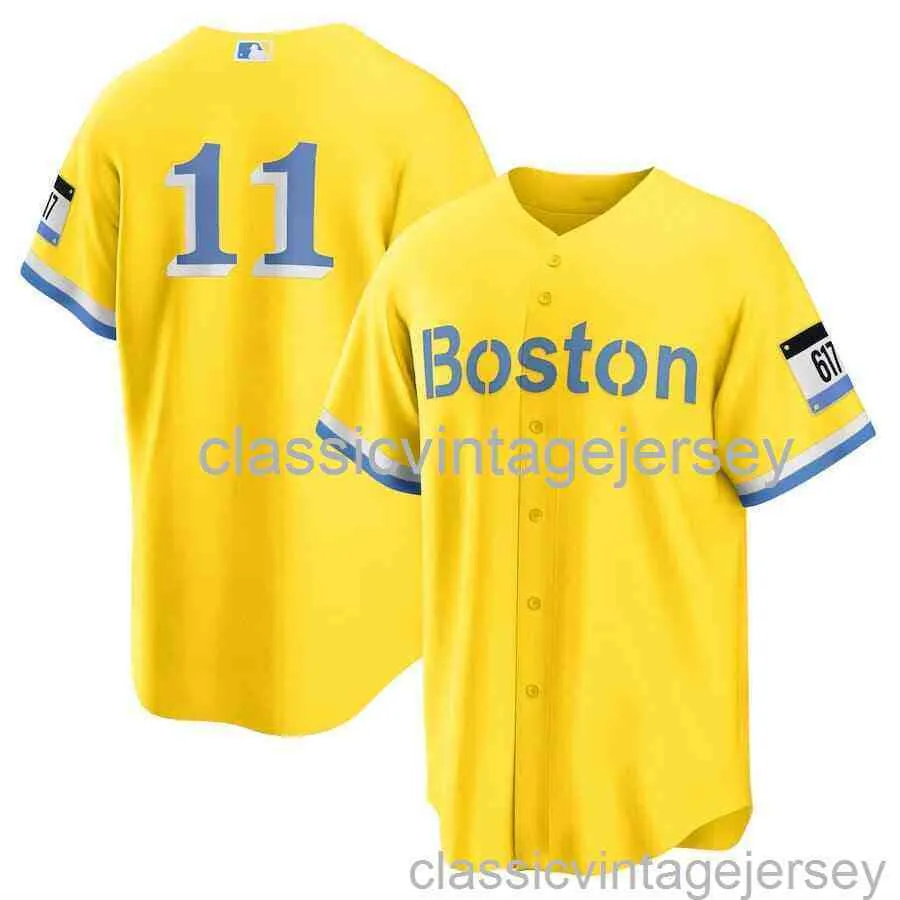 Rafael Devers #11 Gold Baseball Jersey XS-6xl Sched Men Men Men Youth Baseball Jersey