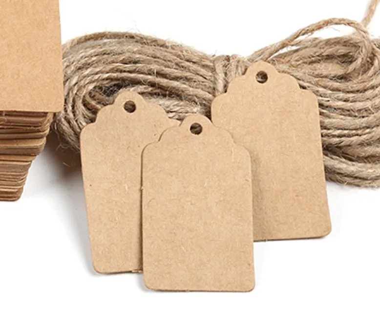 100 Etichette Regalo In Carta Kraft Con Spago - 10 Forme Diverse, Marroni, Per Compleanni E Matrimoni