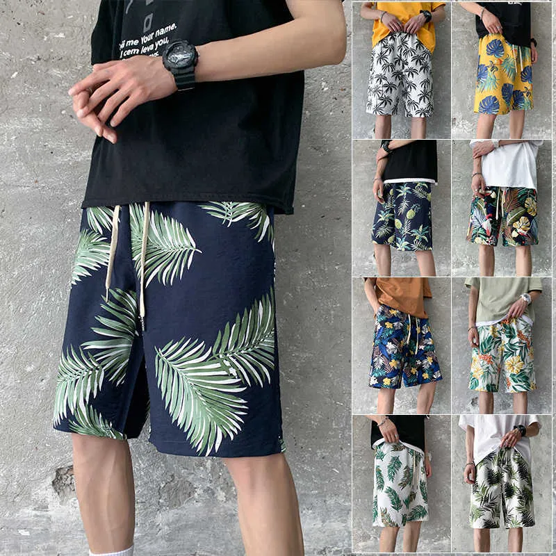 Summer Men's Shorts Arrival Casual Flower Shorts Mens Clothes Trend Casual Beach Elastic Waist Shorts Men Plus Size 5XL 210528