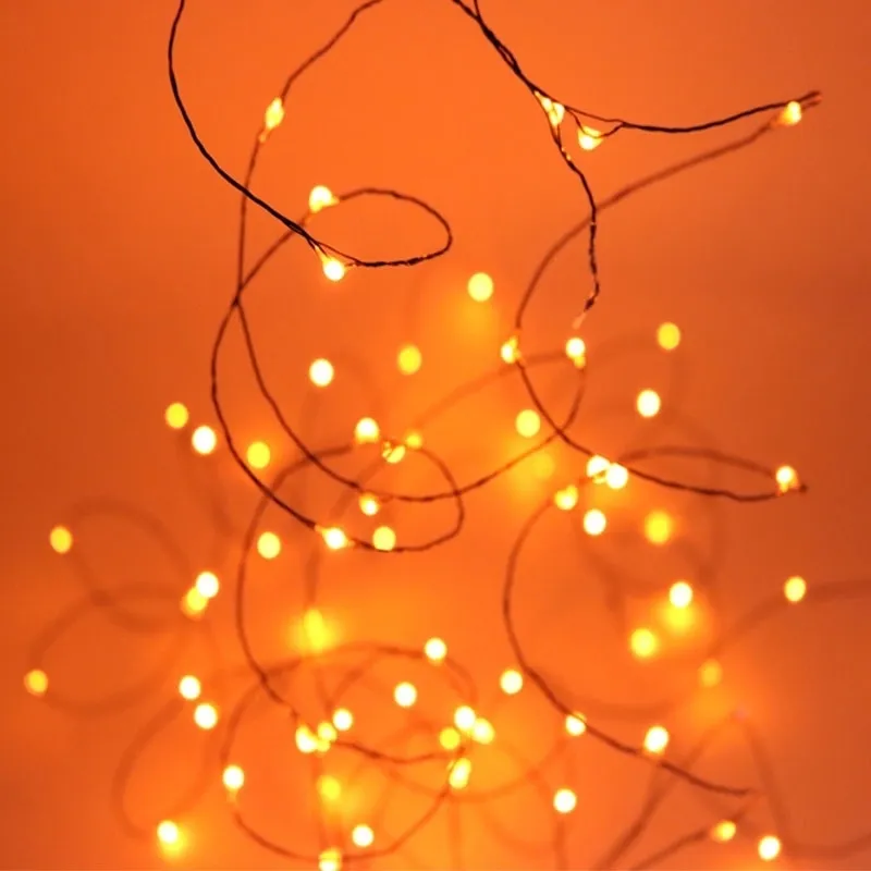 10M 100 LED Halloween String Lights Black Wire Orange Purple Color Halloween Decoration Fairy Lights for Home Decor Y201015