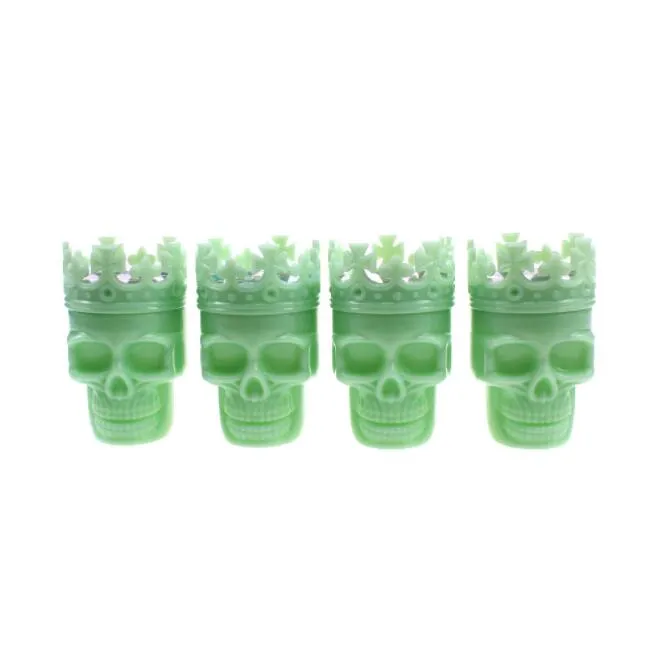 Nyaste King Skull Shape Green Plastic Tobacco Röker Grinder Herb Smoke Grinders Tools Muller Magnetic Abrader Crusher 3 delar