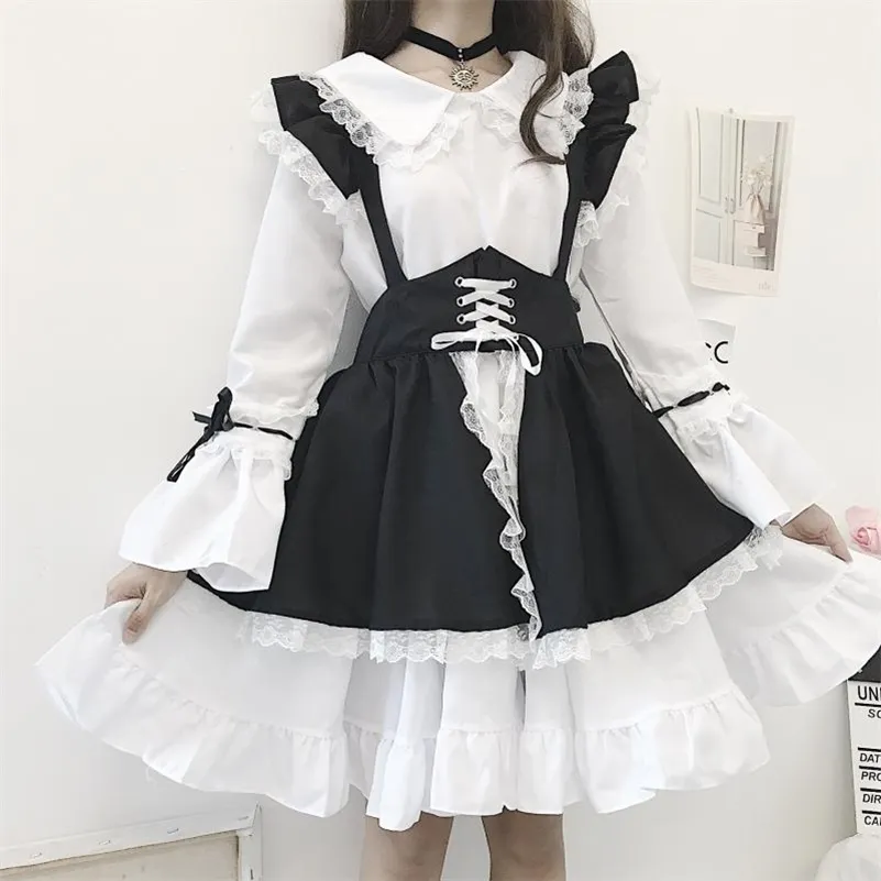 Black And White Gothic Maid Costume Japanese Lolita Style For Party And ...
