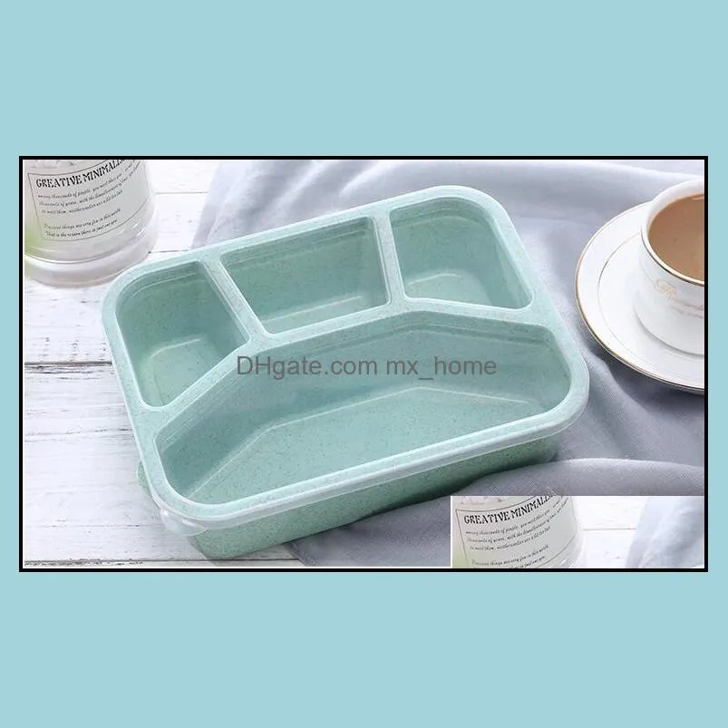 Lunch Box Wheat Straw Bento Case With Lid Fruit Food Container Boxes Food-grade Tableware Microwave Bento Box Work Food Container Box