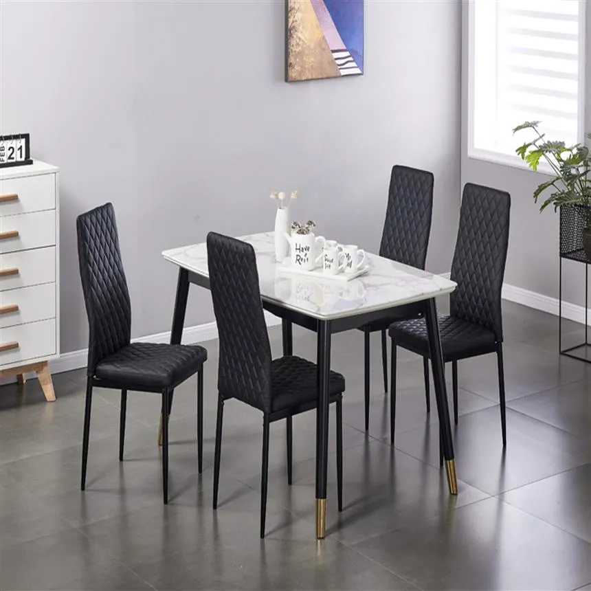再入荷1番人気 現代のミニマリストの食事家具チェア耐火性レザースプレーメタルパイプダイヤモンドグリッドパターンレストランホームカンファレンスチェアセットa17 限定品 Www Nice Mw
