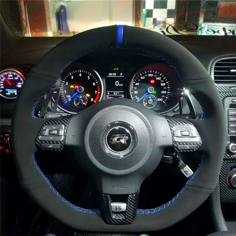 폭스 바겐 13 Scirocco RL 6 세대 GTI 골프 7.5 Lamando GTS DIY 맞춤형 가죽 스티어링 휠 커버 자동차 부품
