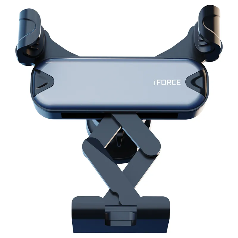 IFORCE高品質の柔軟な重力車インビジビルマウント電話ホルダー4.0-6.0インチスマートフォン用オートエアベントクリップ