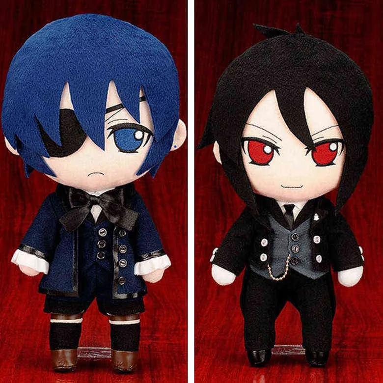 Sebastian Ciel Kuroshitsuji Siyah Anime Butler Doldurulmuş Peluş Oyuncak Bebeği Noel Hediyeleri Cosplay Çocuklar 25cm R231117