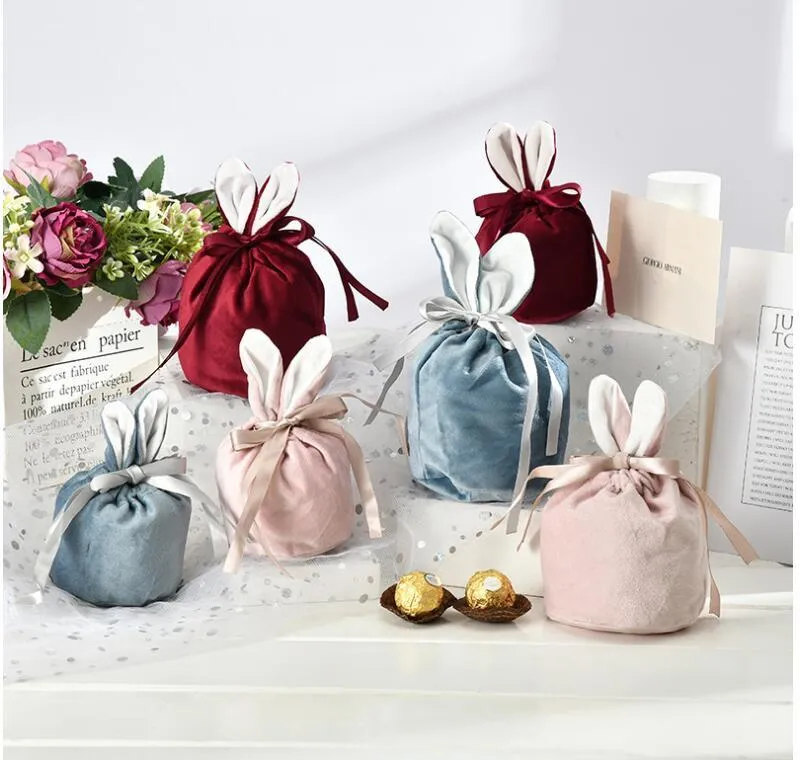 Velvet Bunny Bags Gift Wrap Packing Wedding Party Chocolate Candy Bag Wedding Birthday Jewelry Organizer