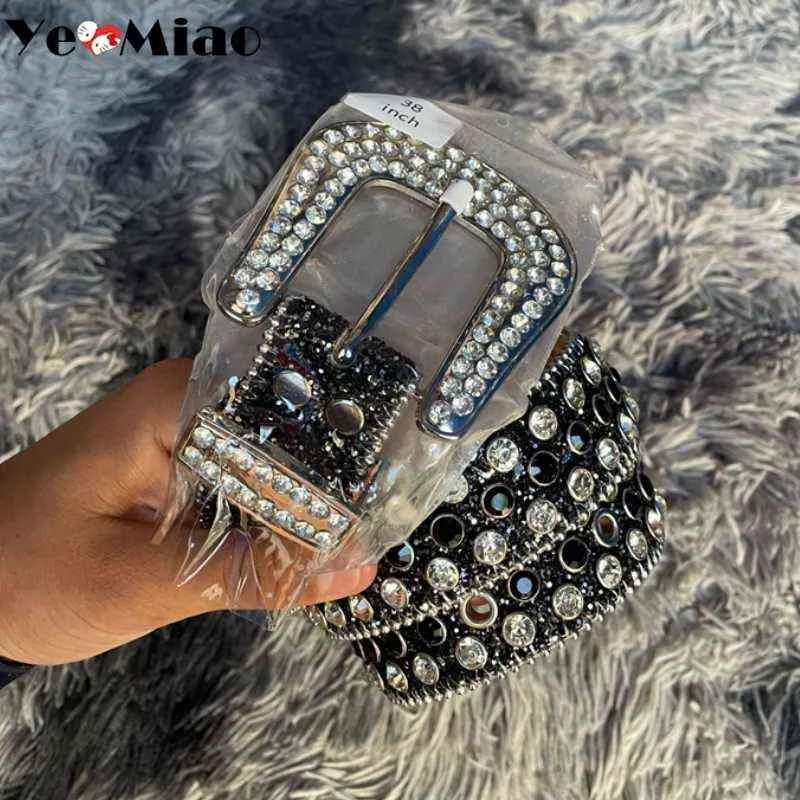 Punk Dark Western Cowboy Gürtel für Frauen Luxus Designer Marke Diamant Bling Gürtel Y2K Goth E Mädchen Strass Gürtel Männer AA220312