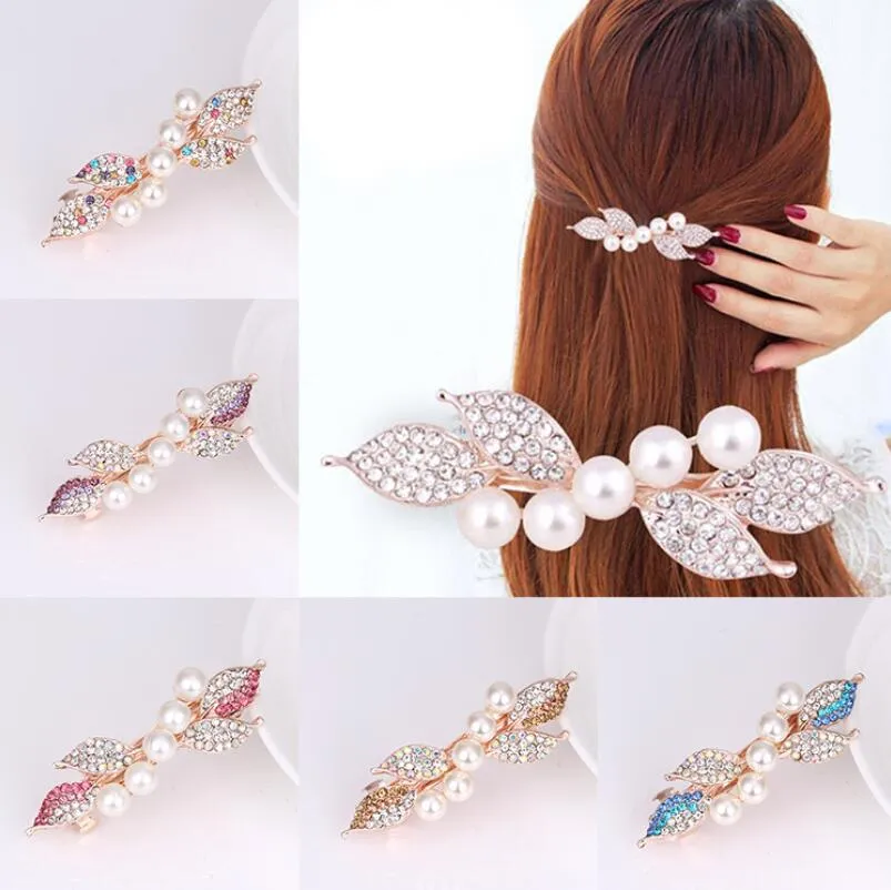 Moda Barrette Bow wzory Pearl Crystal Dżetów Klipy Włosów Wedding Bridal Barrettes Włosy Akcesoria biżuteria