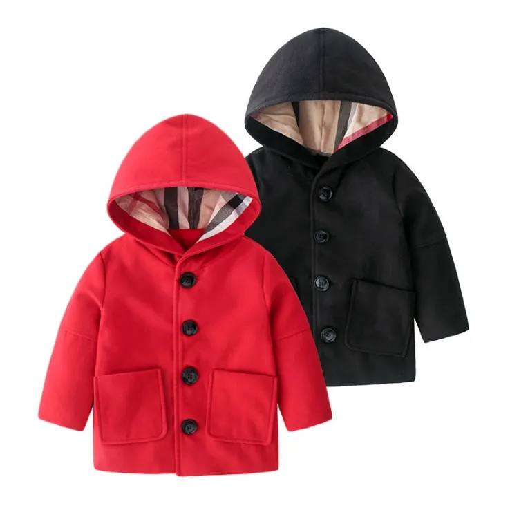 New Spring Autumn Baby Boys Girl Windbreaker Jackets Kids Hooded Coats New Fashion Children Woolen Outwear Boy Jacket Girls Tench Coat